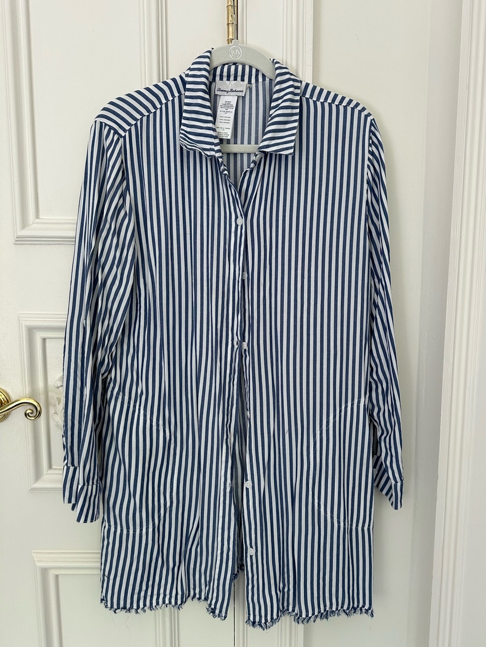 Striped Navy & White Button-Up Shirt Jacket - Tommy Bahama